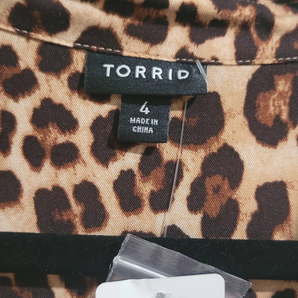 Torrid Women's Leopard Print Chalis Midi Dress NWT Size 4X Drawstring Buttons - Picture 14 of 16